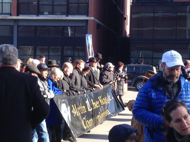 Mayor Jim Gray and others held a banner at the beginning of the march. 