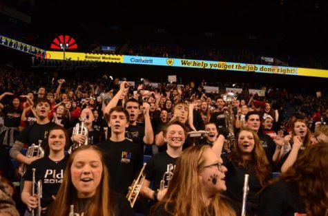 The Dog pound celebrates the win over Newport