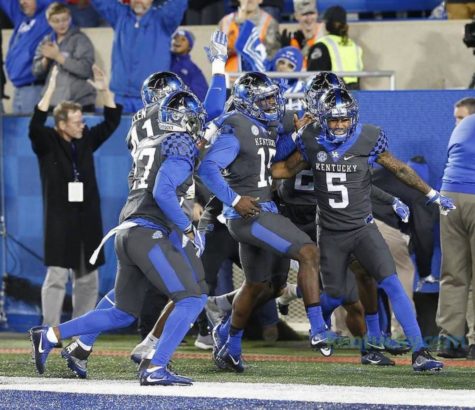 Players celebrate during last week's Mississippi State game