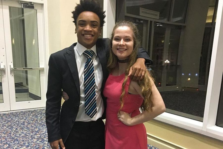Sophomore JT Jett and junior Mackenzie McConnell at the SETC Banquet reception. Both are members of the cast of Bring It On.