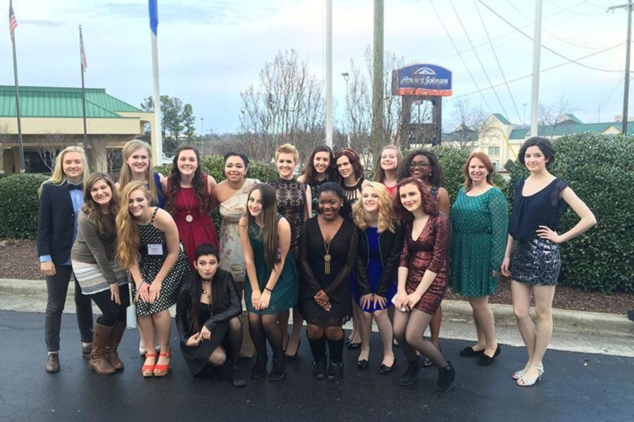 A group of girls at last years SETC in Greensboro, NC, where they competed the play Radium Girls