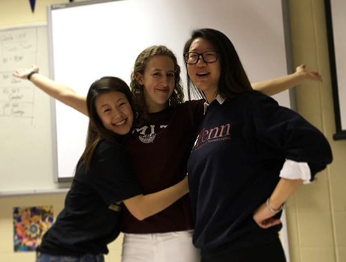 Yoon cho, Francesca Machiavello, and Emily Liu posing for a photograph after a hard working day at school.