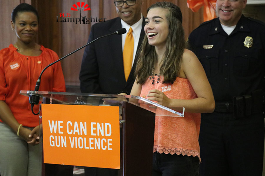 Dunbar student voice team member Jenna McCauley speaking from a students perspective to rally support for the anti-gun violence cause. 