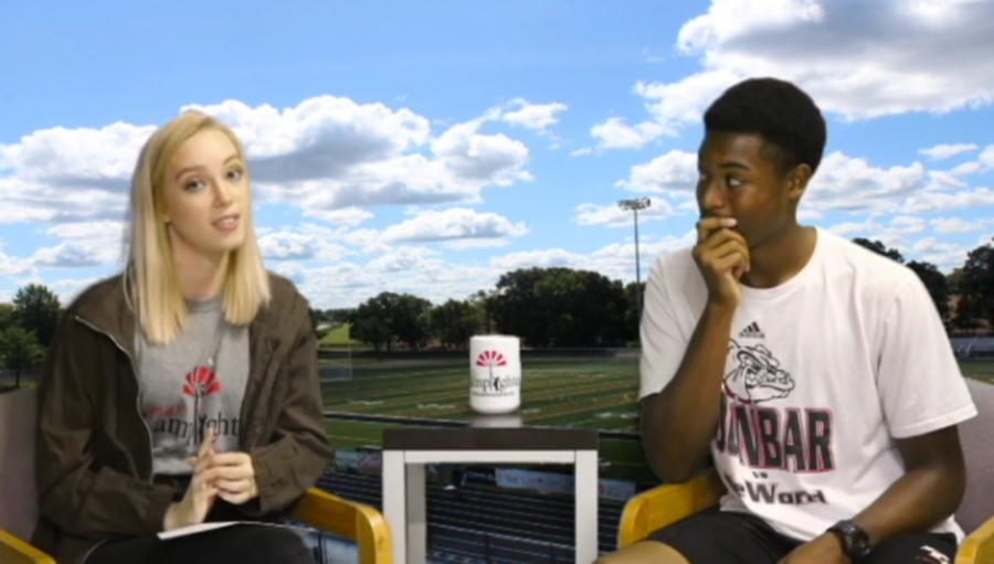 Lamplighter's SAOTW host, senior LeAnna Williams, interviews senior Darren Edmonds.
