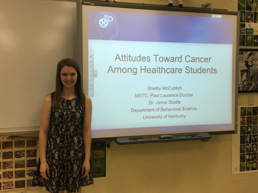 Senior Shelby McCubbin researched stigma towards smoking and non-smoking cancer patients among nursing students.