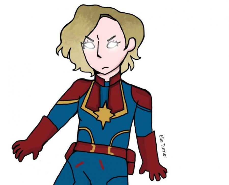 Illustration of Captain Marvel, aka Carol Danvers, a Marvel superhero. 