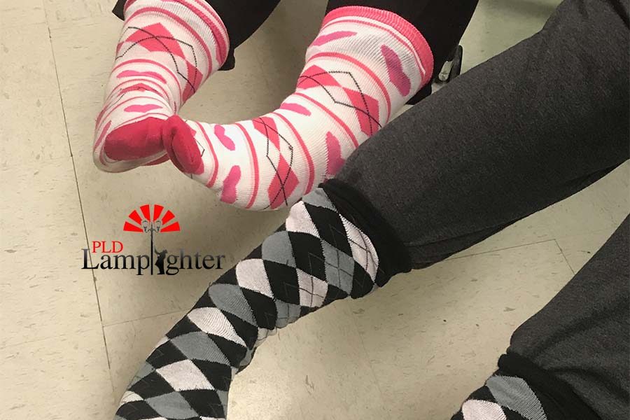 Dunbar staff wear their crazy socks to show support.