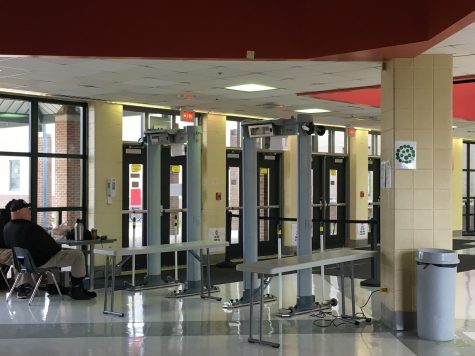 Dunbars metal detectors are a fixture of the schools entryway.