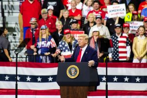President Donald Trump attending a campaign rally in Minneapolis on October 10, 2019. 