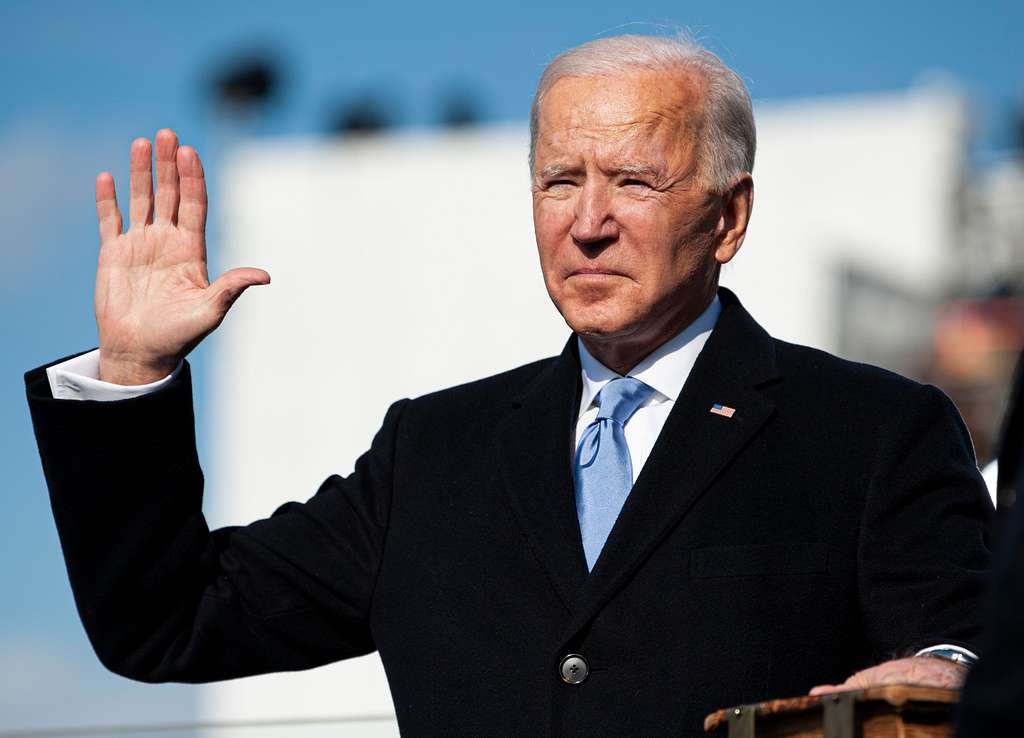 President Biden swearing into office as the 46th president. 