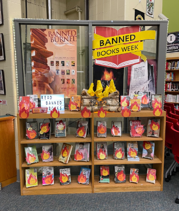 Dunbar displays challenged books in the library to celebrate freedom to read and to raise awareness. 