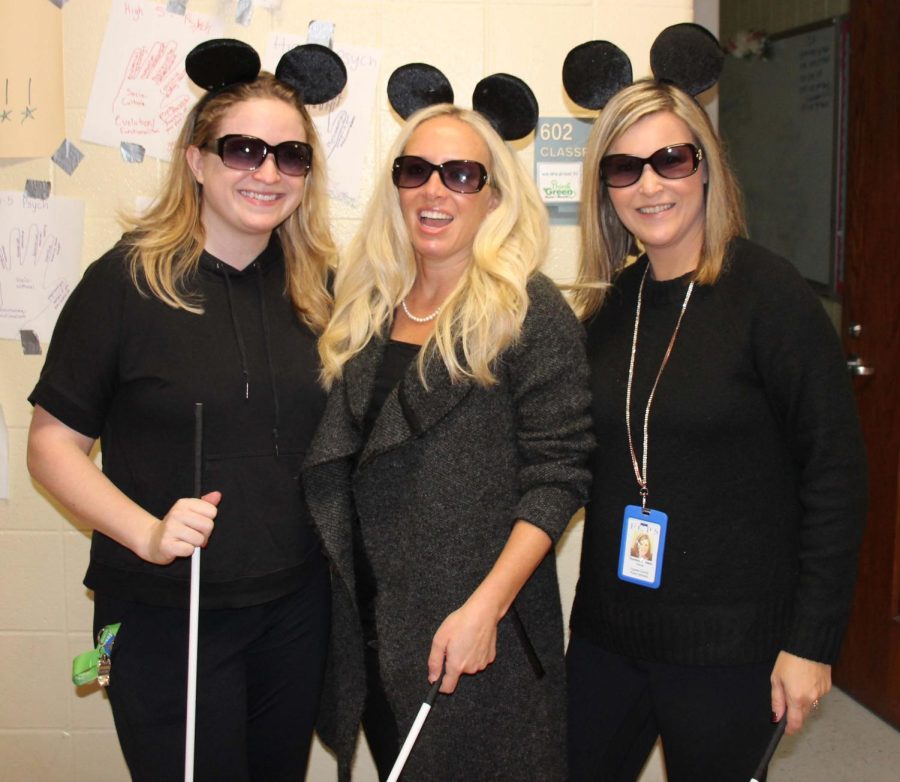 Social studies teachers Mrs. Myers, Mrs. Crovo and Mrs. Thurston came to school as the Three Blind Mice from the nursery rhyme.