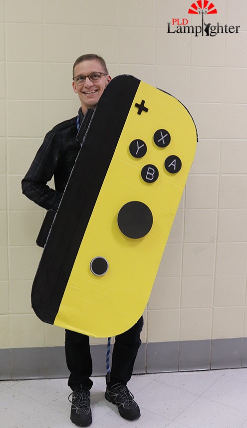 Fun-loving Physics teacher, Mr. Scot Gill came dressed as a game controller.