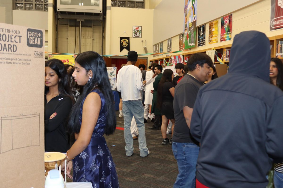 Many students go around to the boards, learning about the different cultures and playing games. 